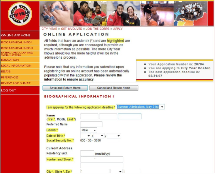 Image showing registration screen before the redesign.