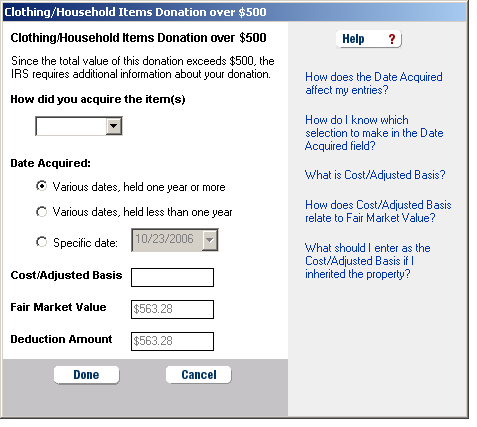 Image showing third donation entry screen after redesign.