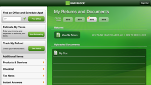 Screenshot of H&R Block mobile iPad product