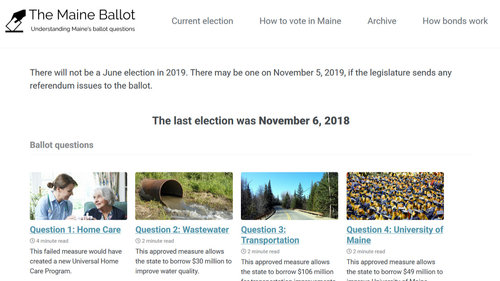 Screenshot of the Maine Ballot homepage.