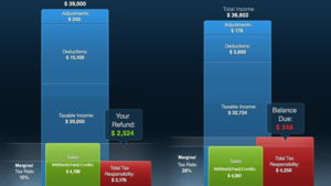 Visualization of a tax return on a graph