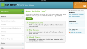 Screenshot of iPad tax prep app